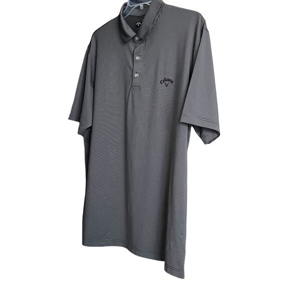CALLAWAY OPTI-DRI SHORT SLV, PULL-OVER  POLO, MENS, XL, LGT/DARK GREY PINSTRIPES - Picture 3 of 10